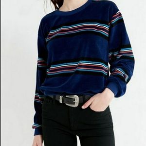 Urban Outfitters Scout Stripped Velour Crewneck Sweater